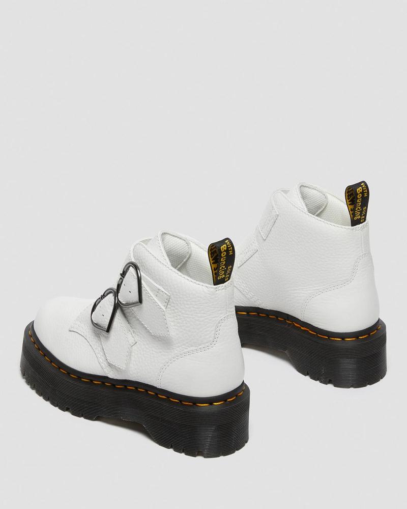 White Women's Dr Martens Devon Heart Leather Platform Boots | CA 237PJJ